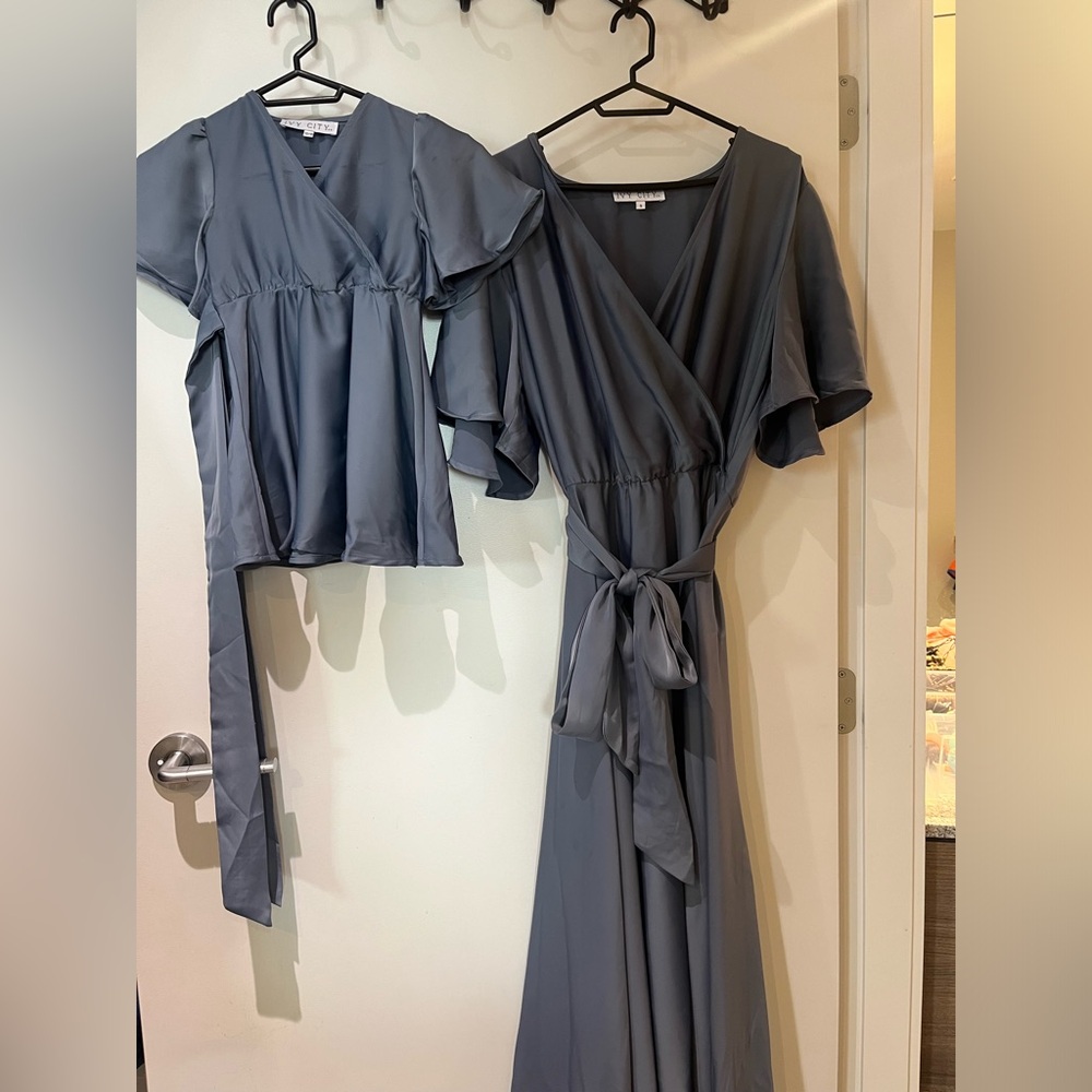 Ivy City + Co Mommy and Me Matching Dresses in Blue